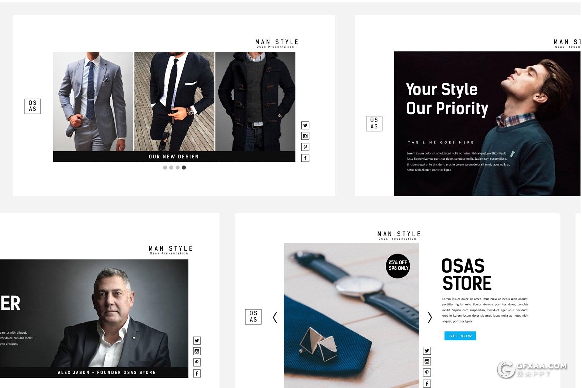 40页男人装时尚服装展示介绍keynote模板 - 顶尖PPT