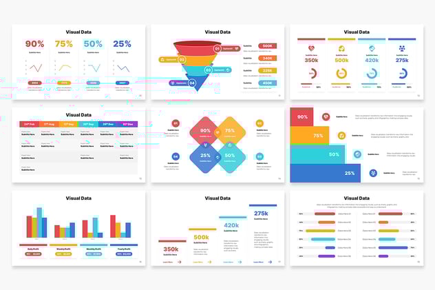 彩色可视化数据展示图形keynote模板 - 顶尖PPT