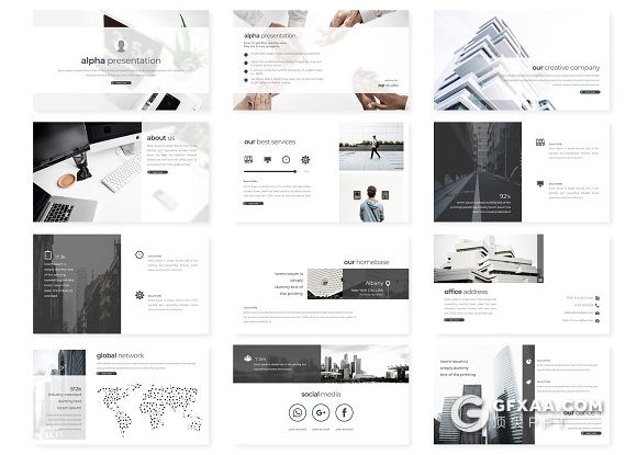 30页简约商务公司团队介绍Google Sliders模板 5种主题配色 - 顶尖PPT