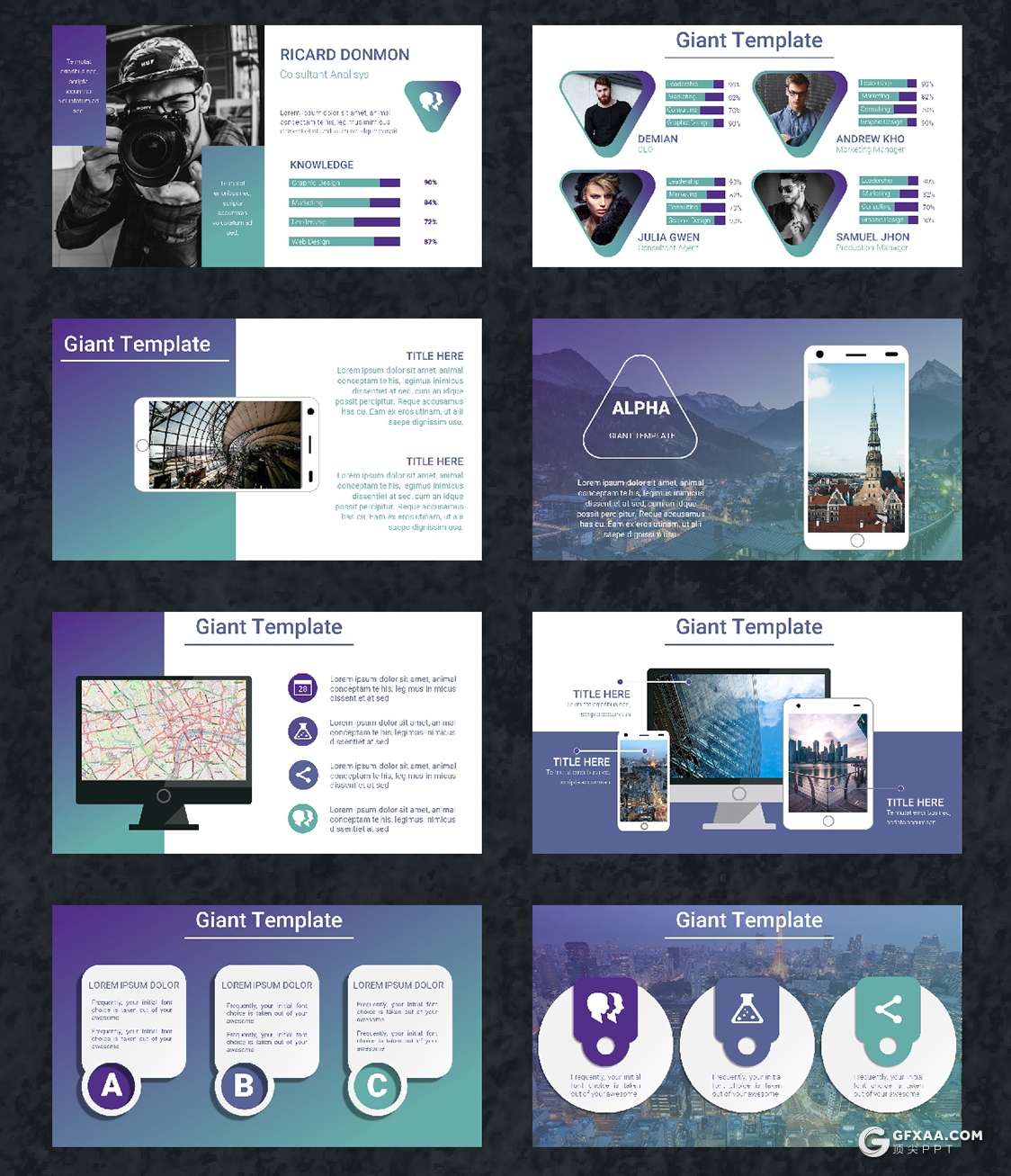 30页创意三角形设计欧美商务风格PPT模板 - 顶尖PPT