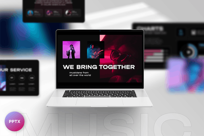 音乐制作编曲录音工作室PPT模板 - 顶尖PPT