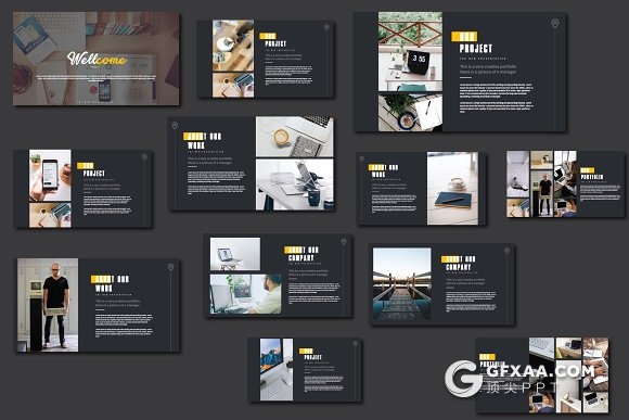 53页黑色极致简约PPT模板 - 顶尖PPT