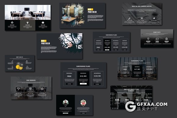 53页黑色极致简约PPT模板 - 顶尖PPT