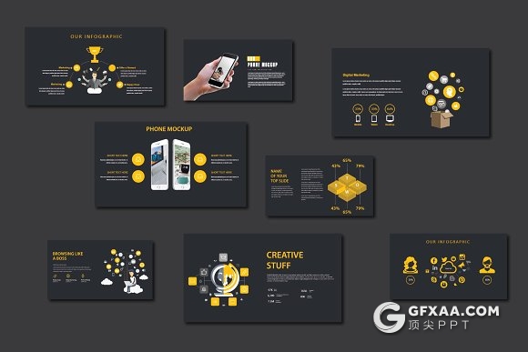 53页黑色极致简约PPT模板 - 顶尖PPT