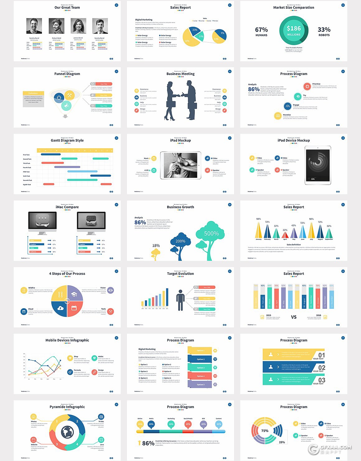 60页精美设计创意图形图表PPT模板 - 顶尖PPT