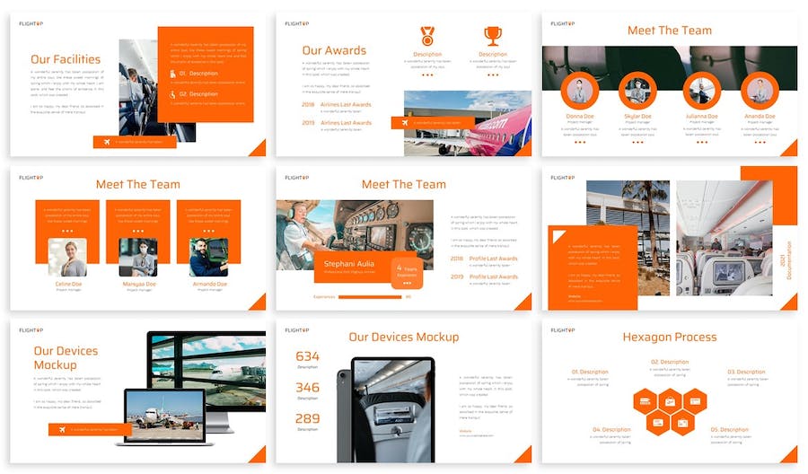 航空公司品牌介绍服务展示Keynote模板 - 顶尖PPT