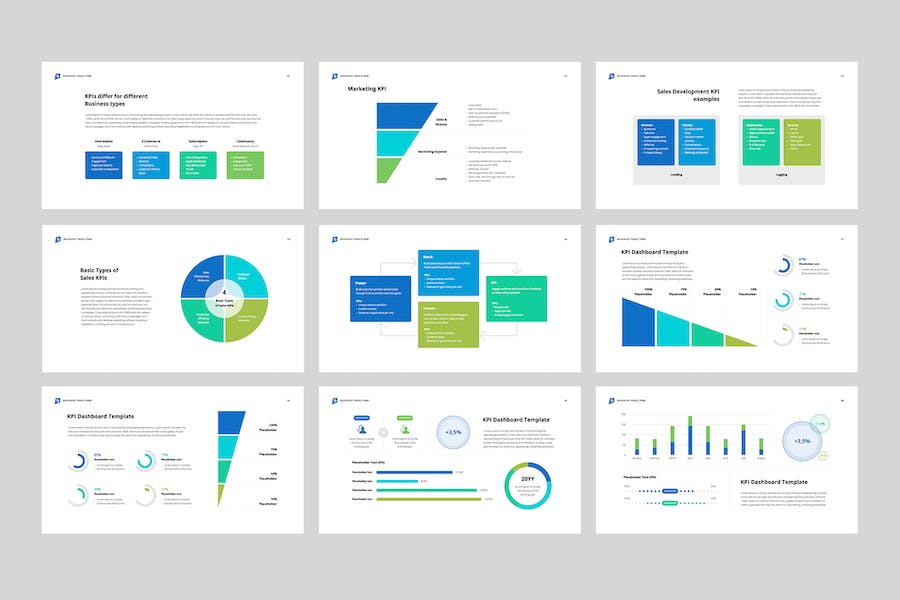 营销和销售KPI数据分析图形监控Keynote模板 - 顶尖PPT