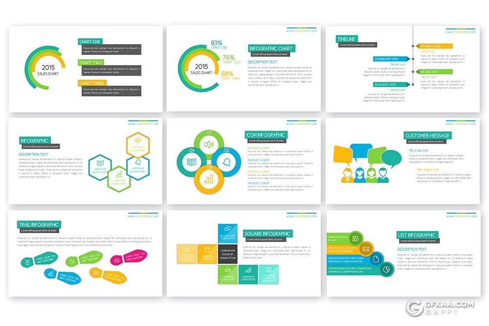 50页商务工作总结汇报PPT模板 13种主题配色 - 顶尖PPT