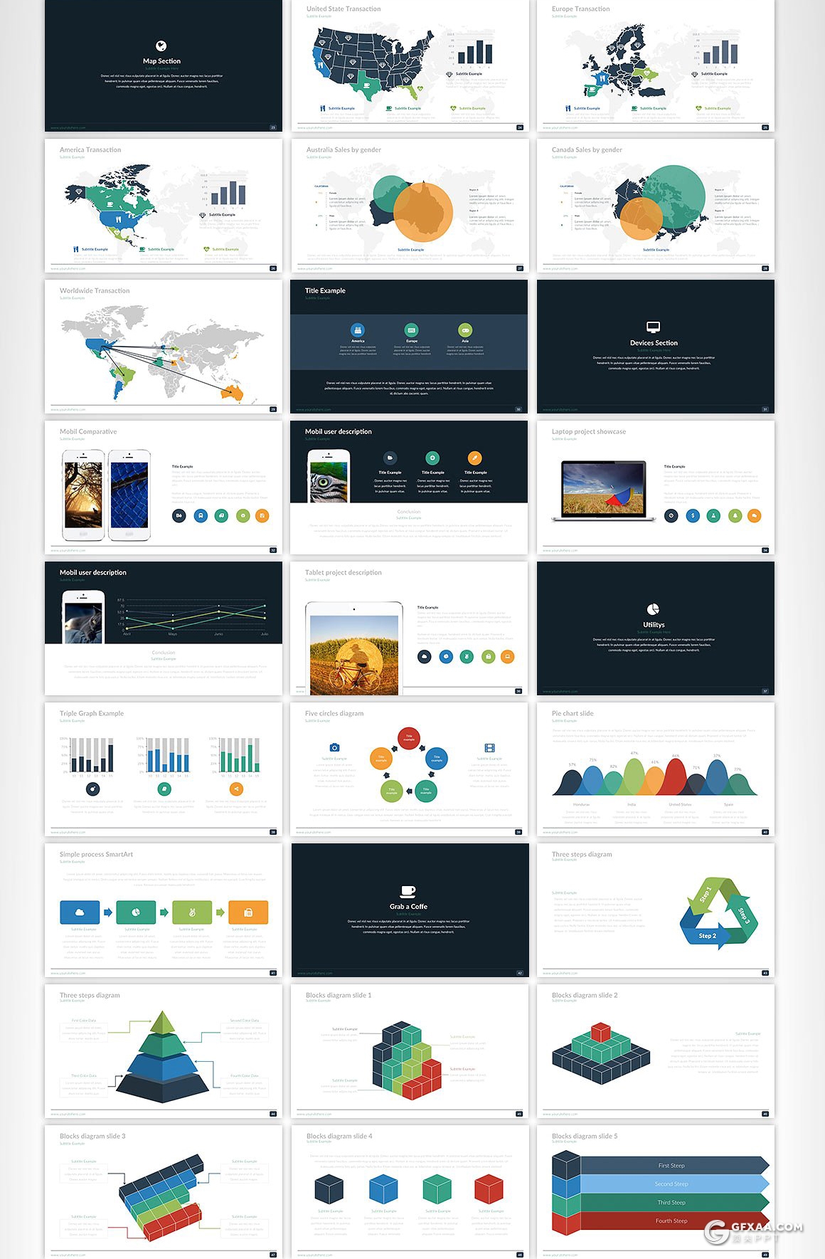 70页多色搭配欧美商务多用途PPT模板 - 顶尖PPT