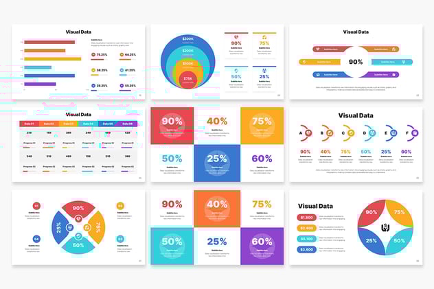 彩色可视化数据展示图形keynote模板 - 顶尖PPT