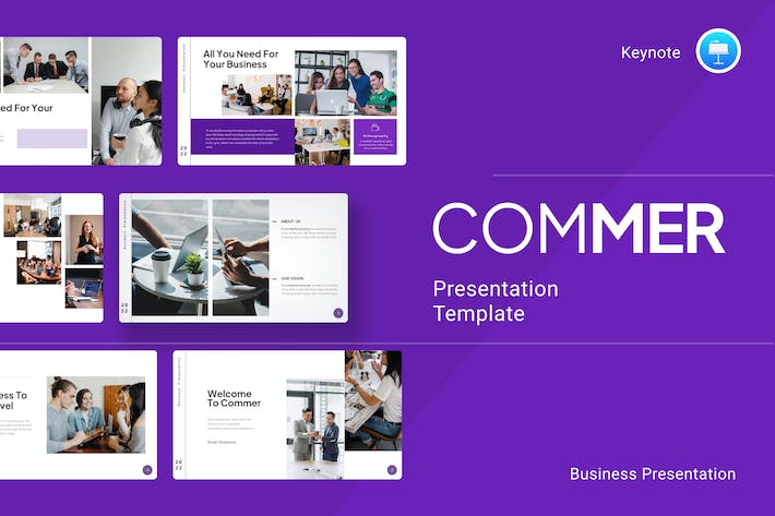 蓝色极简商务风格团队介绍国外通用keynote模板 - 顶尖PPT