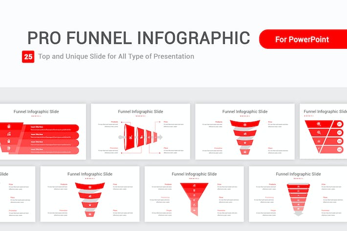 红色漏斗信息图图形图表PPT模板 - 顶尖PPT