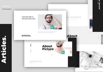 46页简约文艺风格摄影图片展示ppt模板 - 顶尖PPT