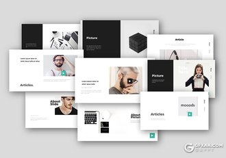 46页简约文艺风格摄影图片展示keynote模板 - 顶尖PPT