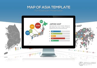 亚洲国家地图图形素材keynote模板 - 顶尖PPT