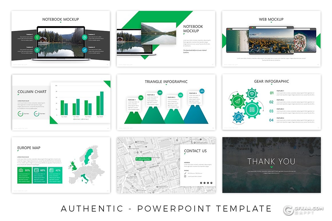 60页创意几何图形设计欧美商务PPT模板 13种配色 - 顶尖PPT