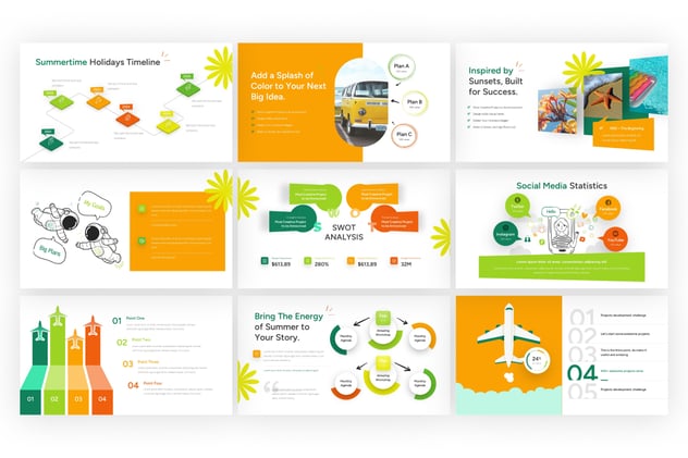 创意夏日工作汇报PPT模板 - 顶尖PPT