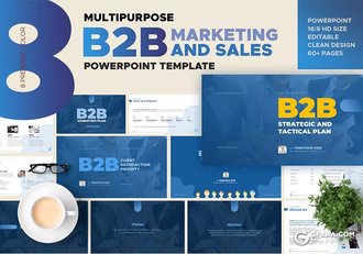 64页高端商务风格B2B市场营销Google Slide模板 - 顶尖PPT