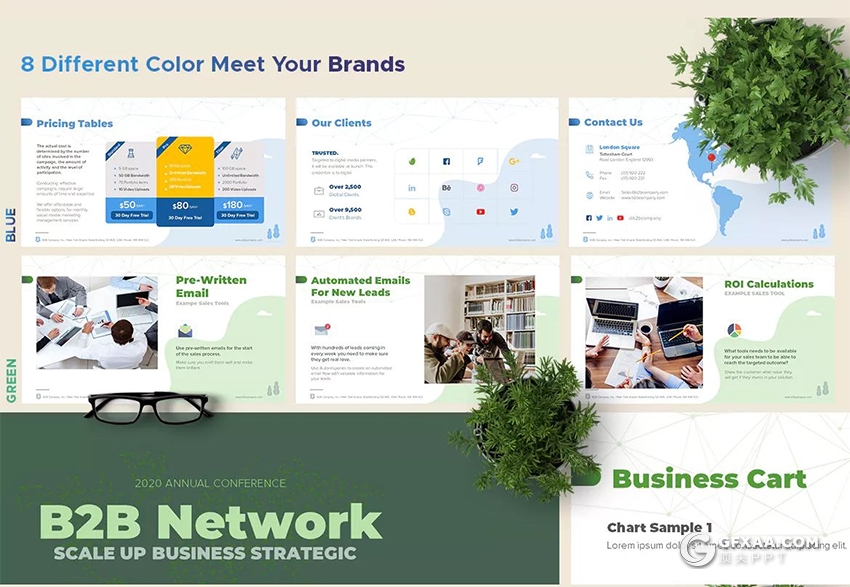 64页高端商务风格B2B市场营销Google Slide模板 - 顶尖PPT