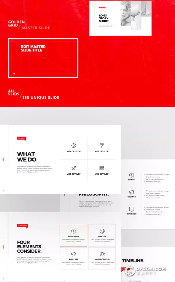 145页扁平化简约大标题展示keynote模板 - 顶尖PPT