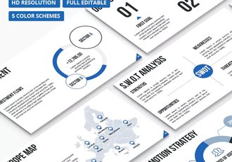 51页扁平化国外工作总结汇报ppt模板 5种配色 - 顶尖PPT