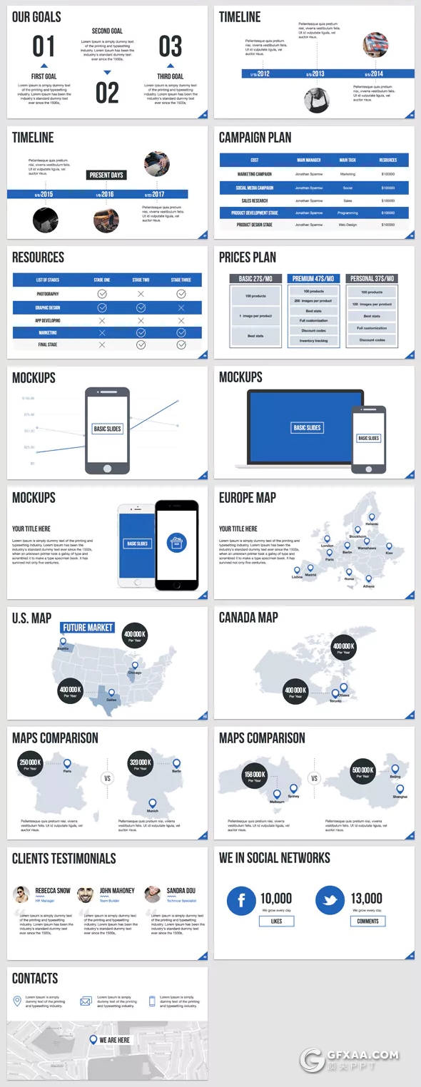 51页扁平化国外工作总结汇报ppt模板 5种配色 - 顶尖PPT