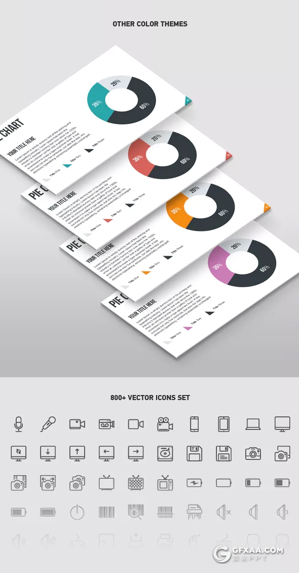51页扁平化国外工作总结汇报ppt模板 5种配色 - 顶尖PPT