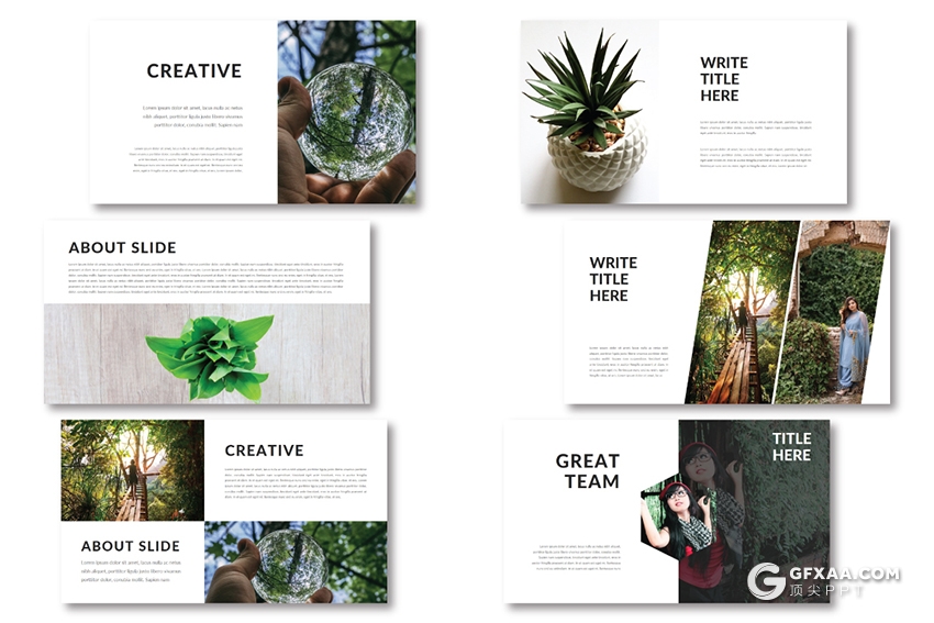 35页文艺风格绿色植物图片展示PPT模板 - 顶尖PPT