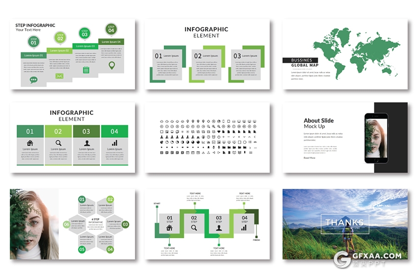 35页文艺风格绿色植物图片展示PPT模板 - 顶尖PPT