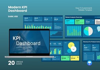 现代KPI数据仪表板业绩管理Keynote模板 - 顶尖PPT