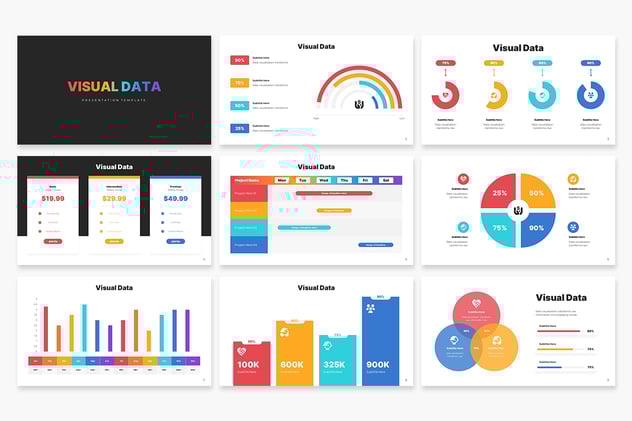 彩色可视化数据展示图形keynote模板 - 顶尖PPT