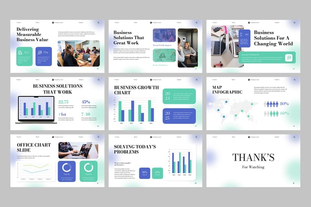 虚幻背景业务解决方案PPT模板 - 顶尖PPT