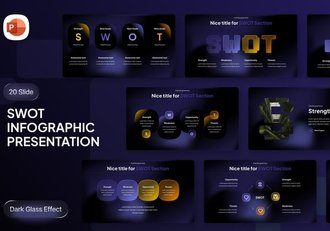 SWOT玻璃质感信息图形PPT模板 - 顶尖PPT