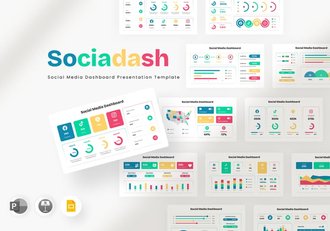 社交媒体平台仪表板数据分析演示PPT模板 - 顶尖PPT