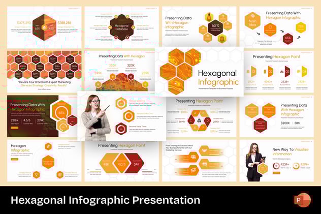 六角形信息图形PPT模板 - 顶尖PPT