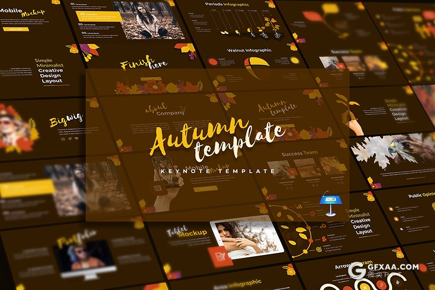 20页秋天秋叶创意图形多用途keynote模板 - 顶尖PPT