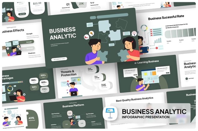 商业数据分析业绩信息图形Keynote模板 - 顶尖PPT