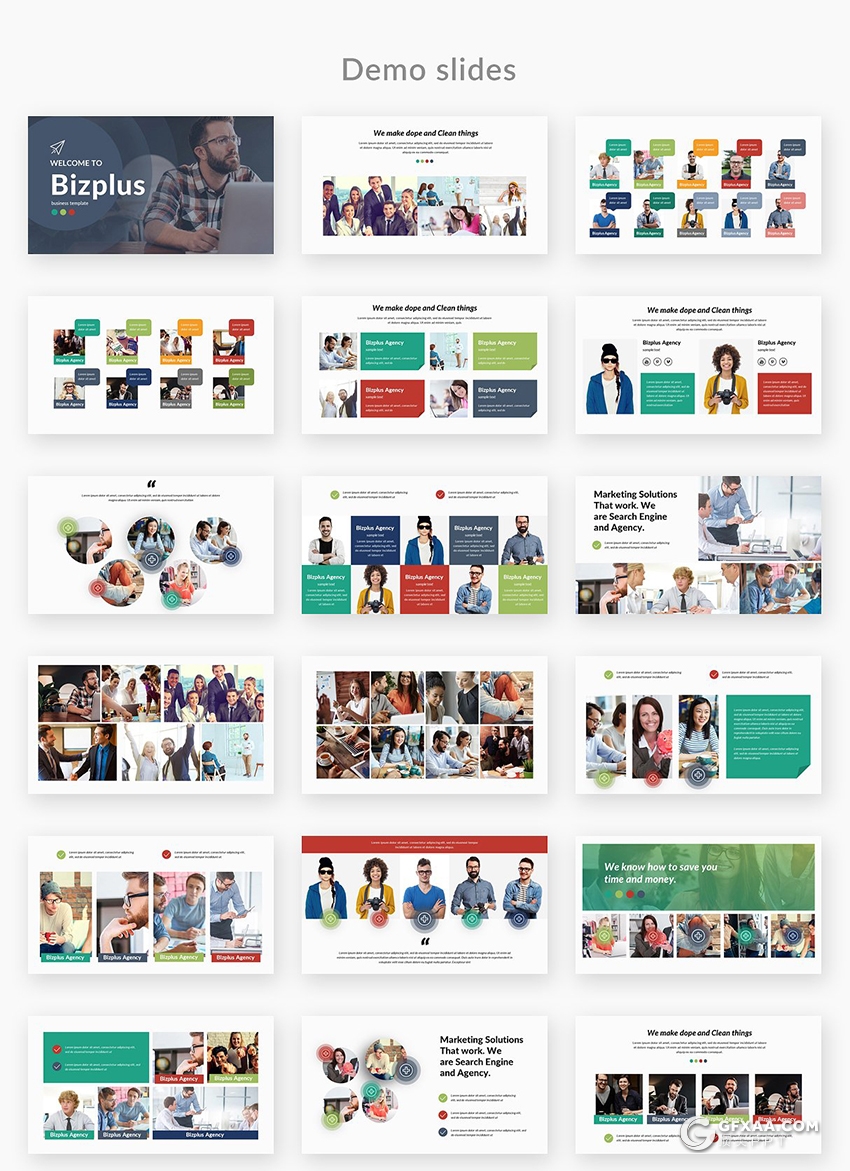 156页多配色卡通图形设计欧美商务ppt模板 - 顶尖PPT