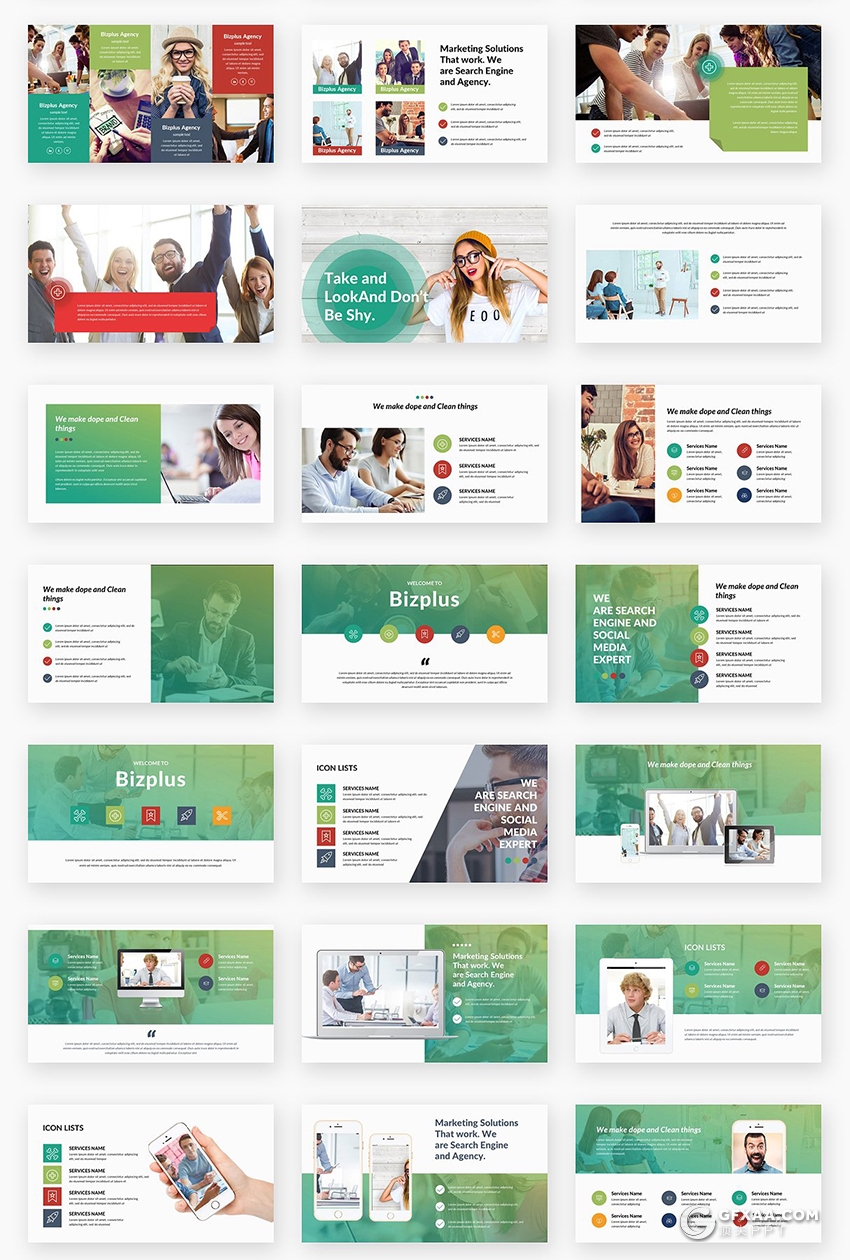 156页多配色卡通图形设计欧美商务ppt模板 - 顶尖PPT