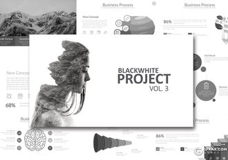 90页黑白灰极简商务风格ppt模板 - 顶尖PPT