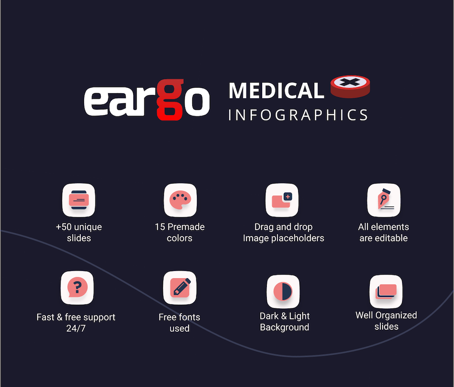耳科医学图形插画信息展示PPT模板 - 顶尖PPT
