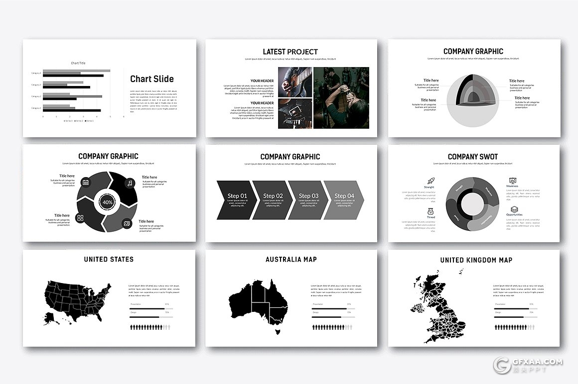 40页黑色音乐演唱会介绍展示ppt模板 - 顶尖PPT
