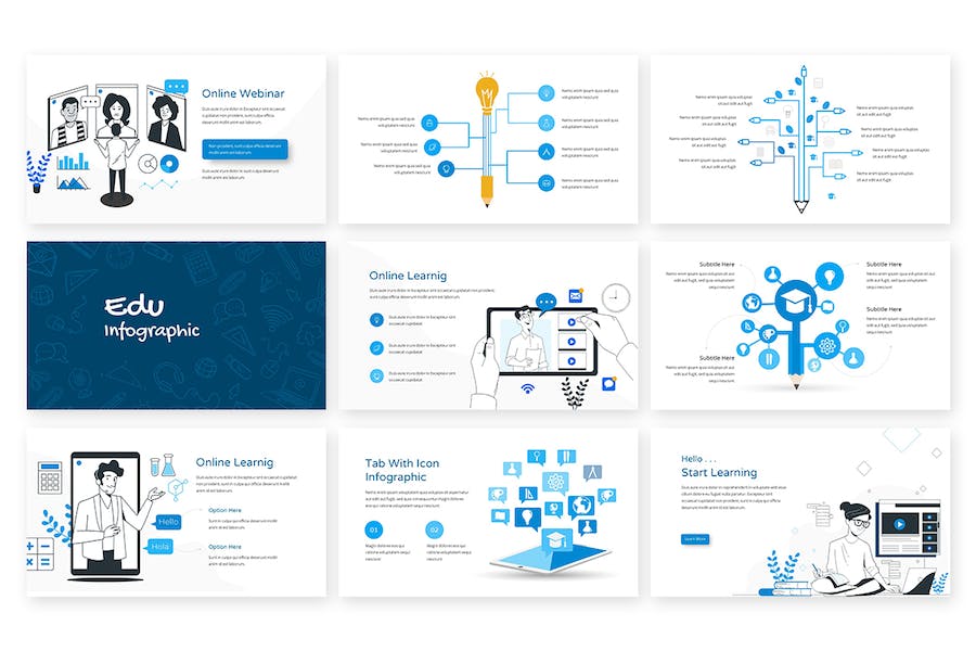 教育培训课程学习信息图表PPT模板 - 顶尖PPT