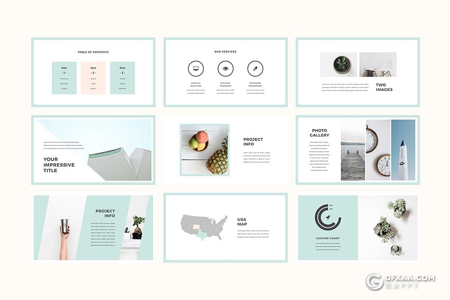 100多页极简文艺风格ppt板 - 顶尖PPT