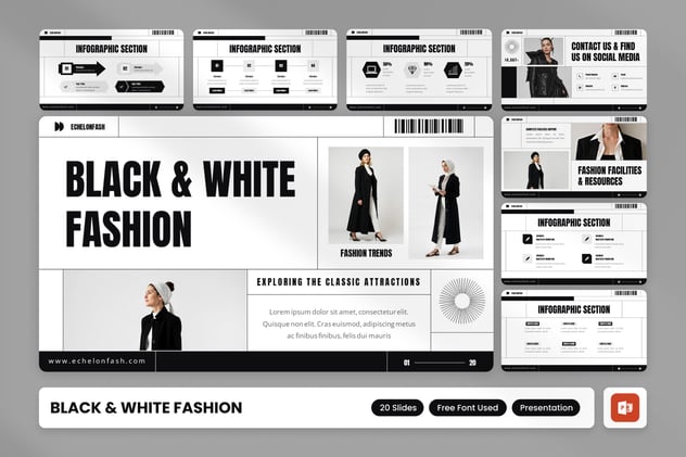 黑白时尚风格PPT模板 - 顶尖PPT