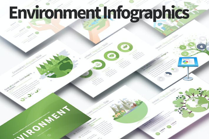 绿色环保保护环境地球主题演讲信息图表keynote模板 - 顶尖PPT