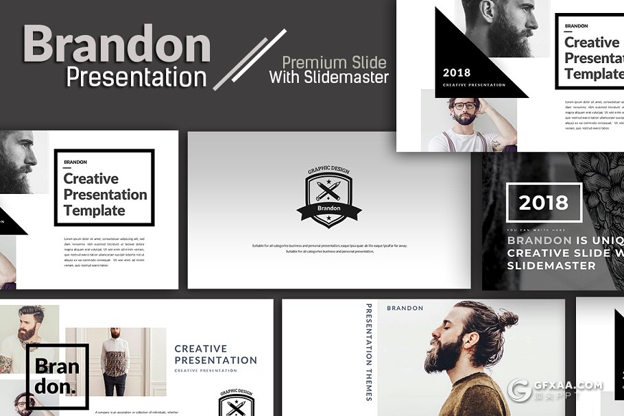 40页黑色男人装时尚潮流展示ppt模板 - 顶尖PPT