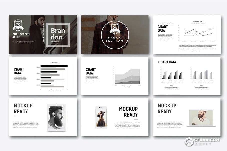 40页黑色男人装时尚潮流展示ppt模板 - 顶尖PPT