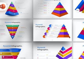 酷炫彩色三维立体金字塔图形锥形图PPT模板 - 顶尖PPT