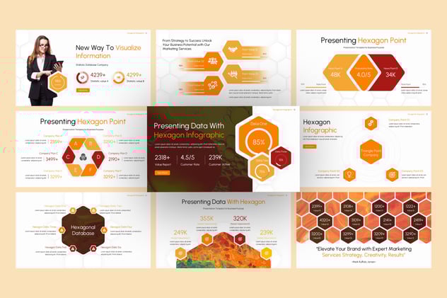 六角形信息图形PPT模板 - 顶尖PPT